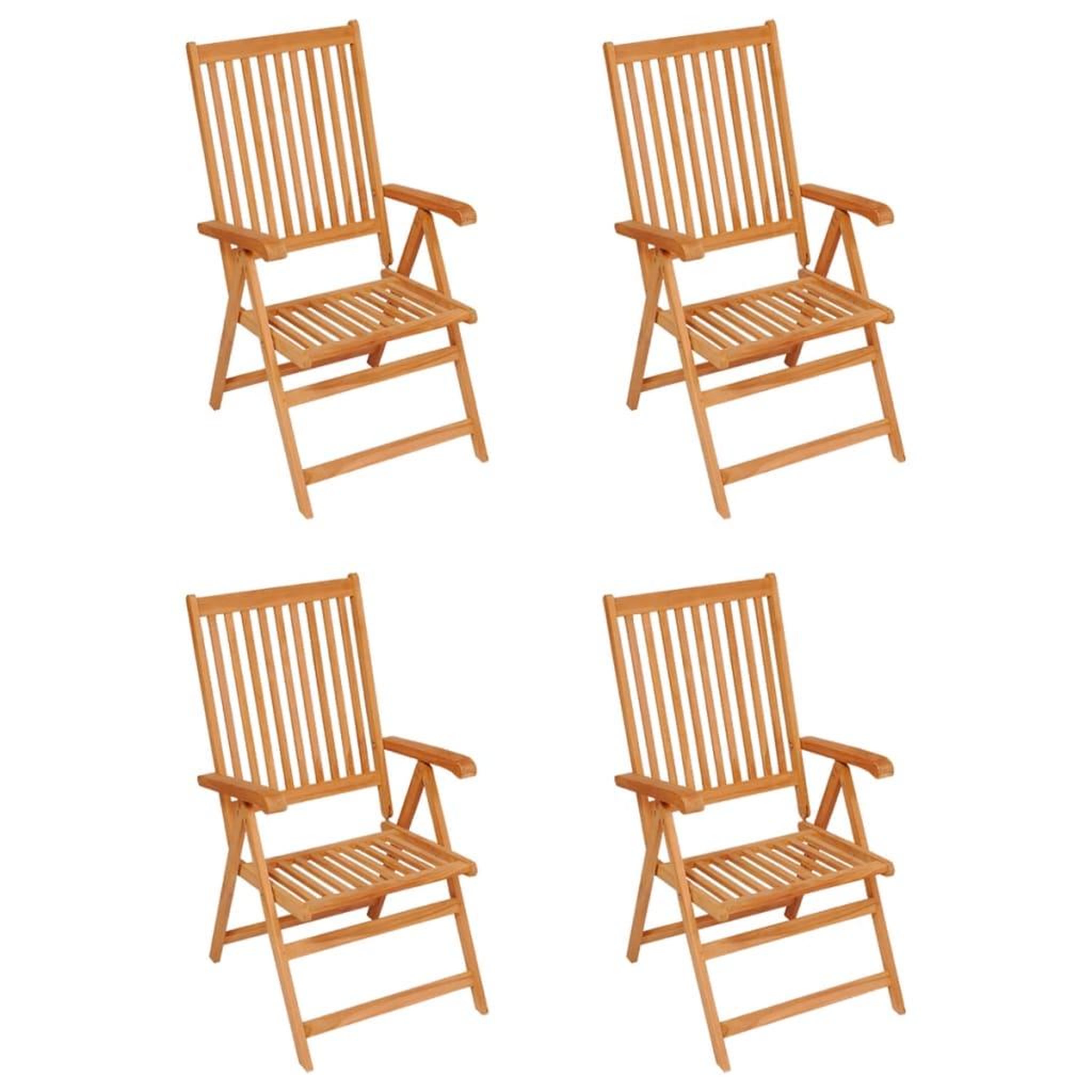 Voir la diapositive 2 : VIDAXL Chaises de jardin lot de 4 avec coussins vert Bois teck solide