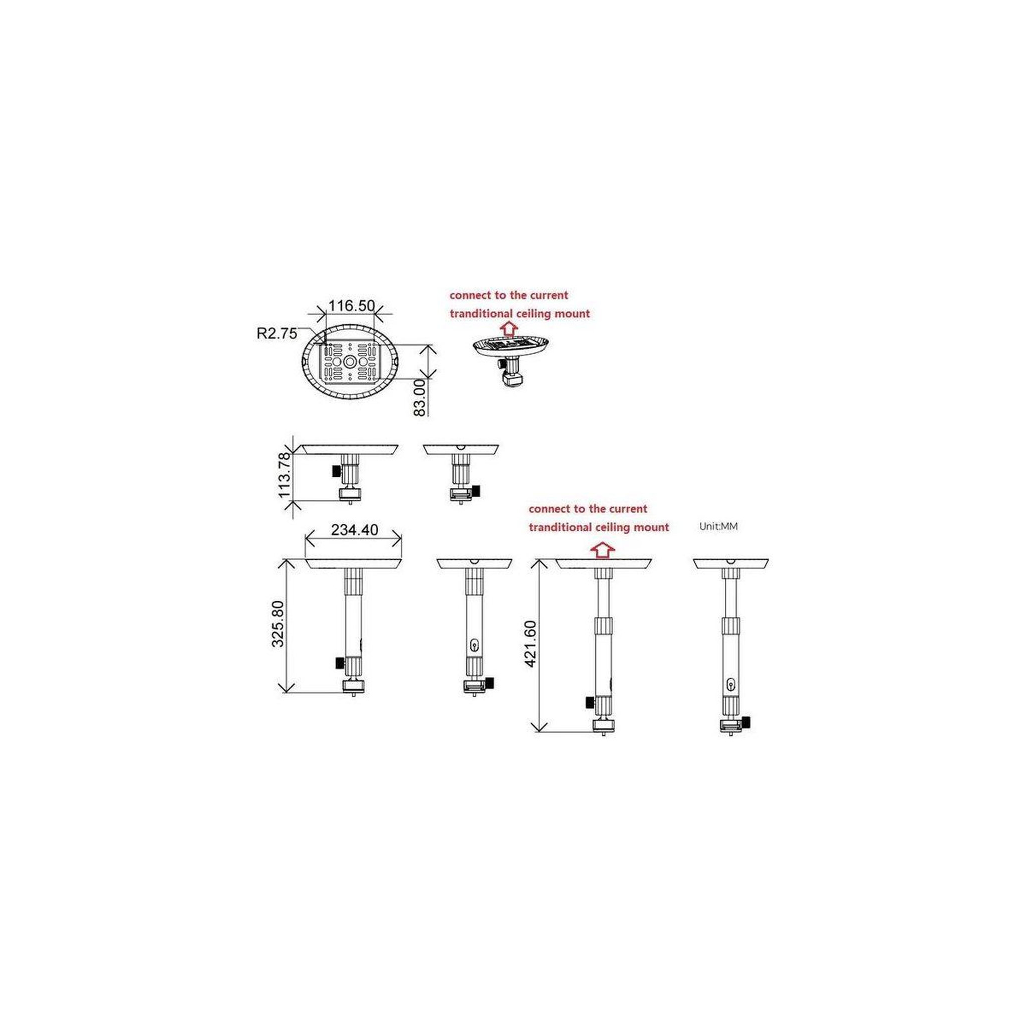 Voir la diapositive 5 : VALERION Support vidéoprojecteur CMB-01 - Support plafond