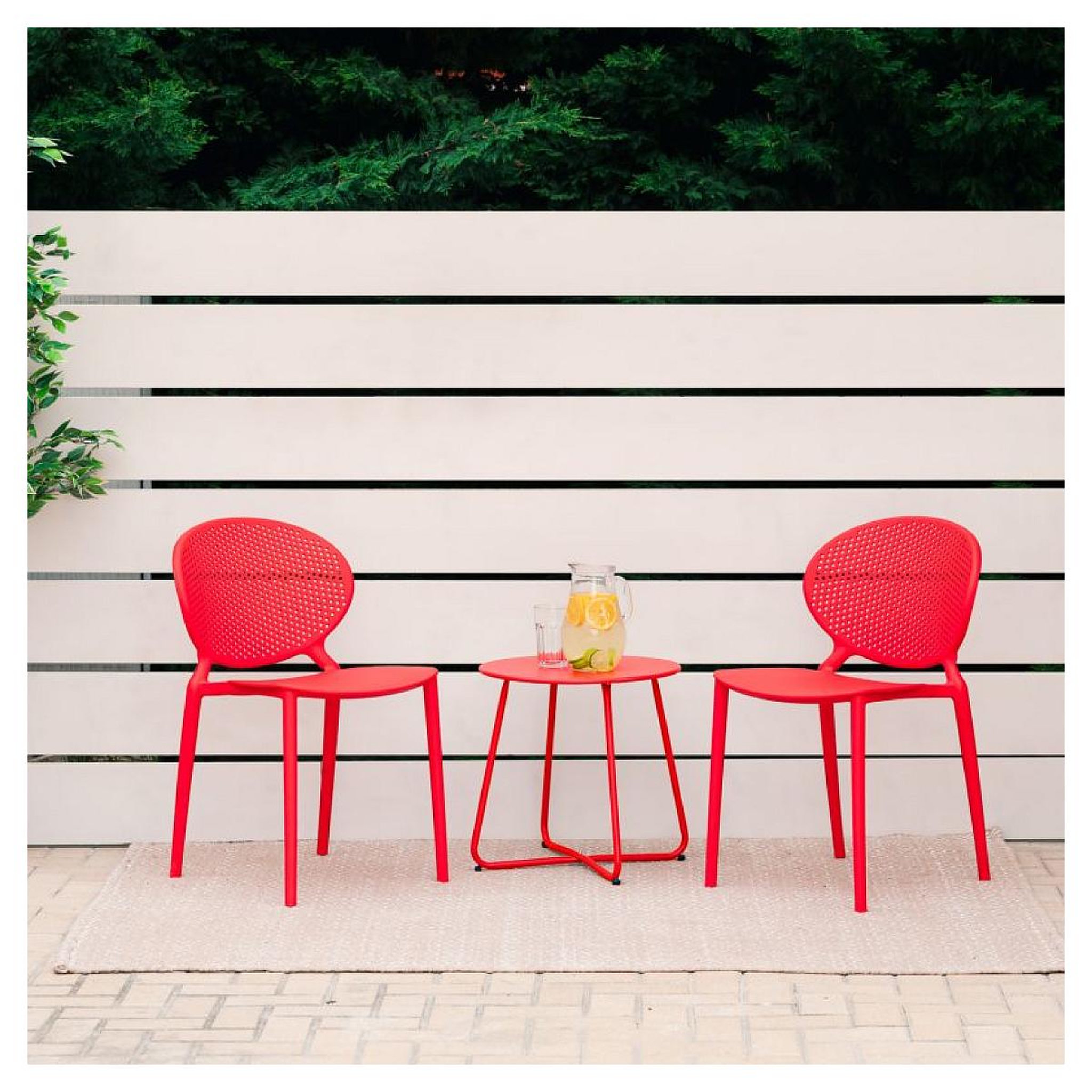 Voir la diapositive 2 : HomeStyle4U Chaise de jardin moderne lot 4 chaises rouge