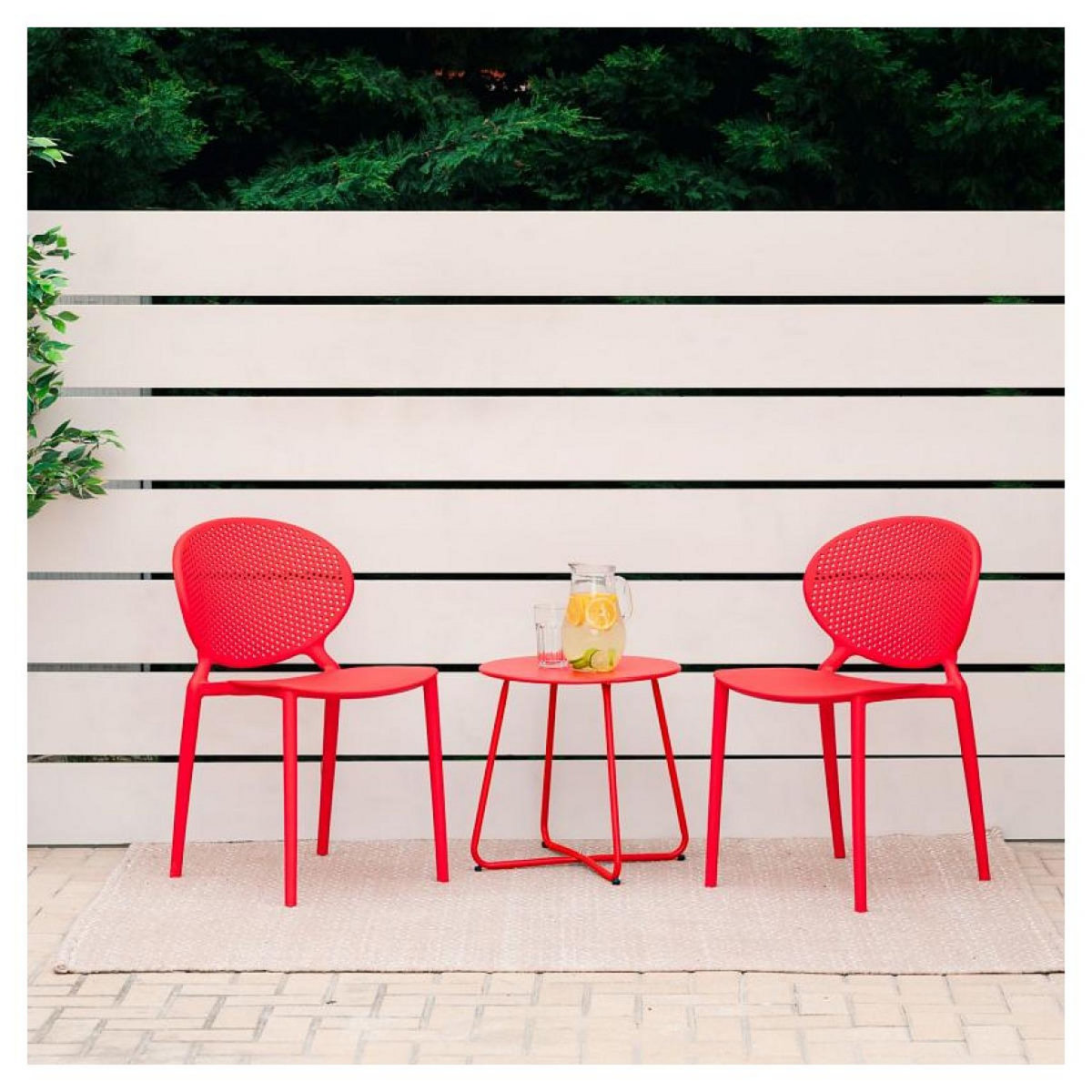 HomeStyle4U Chaise de jardin moderne lot 4 chaises rouge