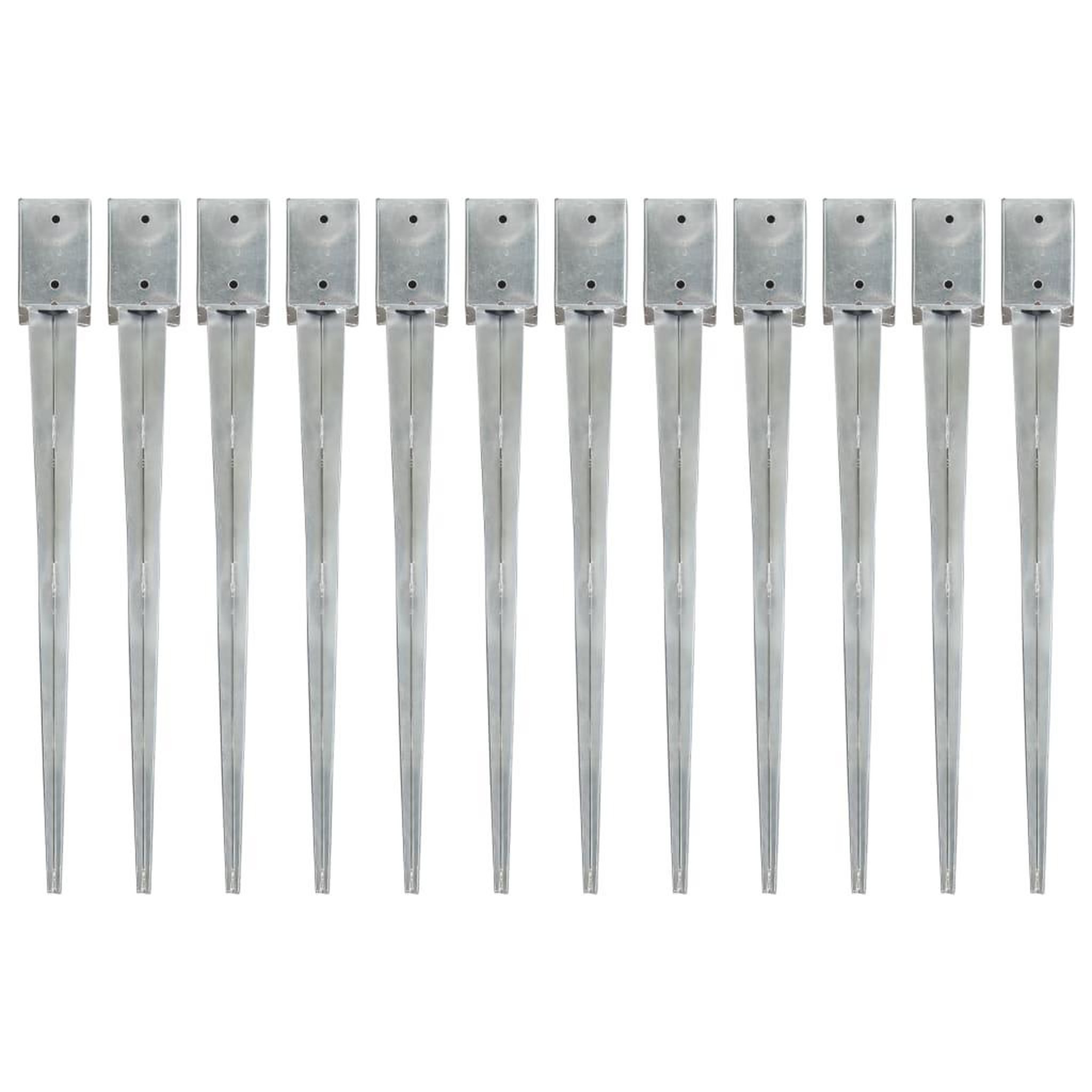Voir la diapositive 1 : VIDAXL Piquets au sol 12 pcs Argente 9x9x90 cm Acier galvanise