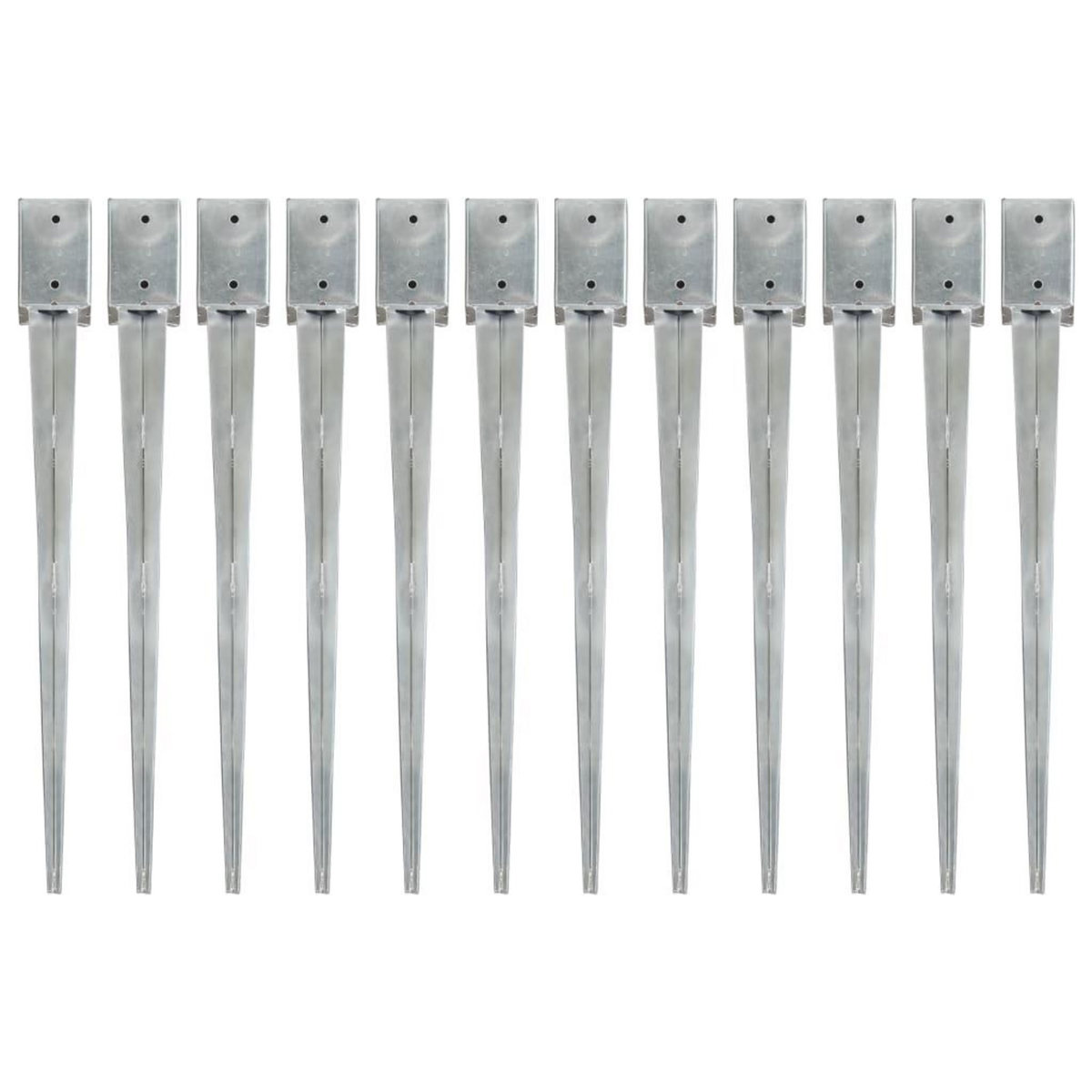 VIDAXL Piquets au sol 12 pcs Argente 9x9x90 cm Acier galvanise