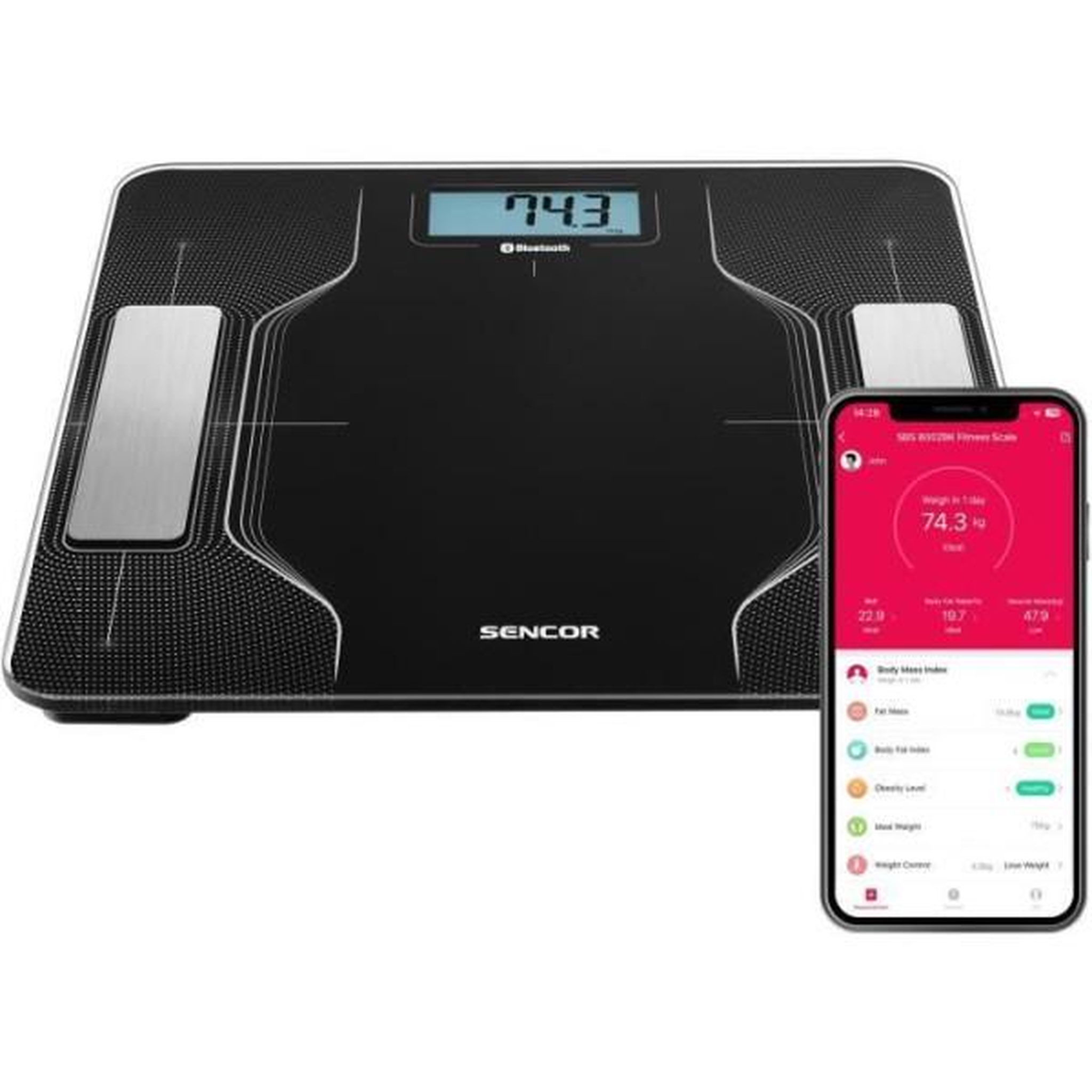 Voir la diapositive 3 : MARKET24 Balance - Pese Personne  connecté - SENCOR - SBS 8002BK - Noir