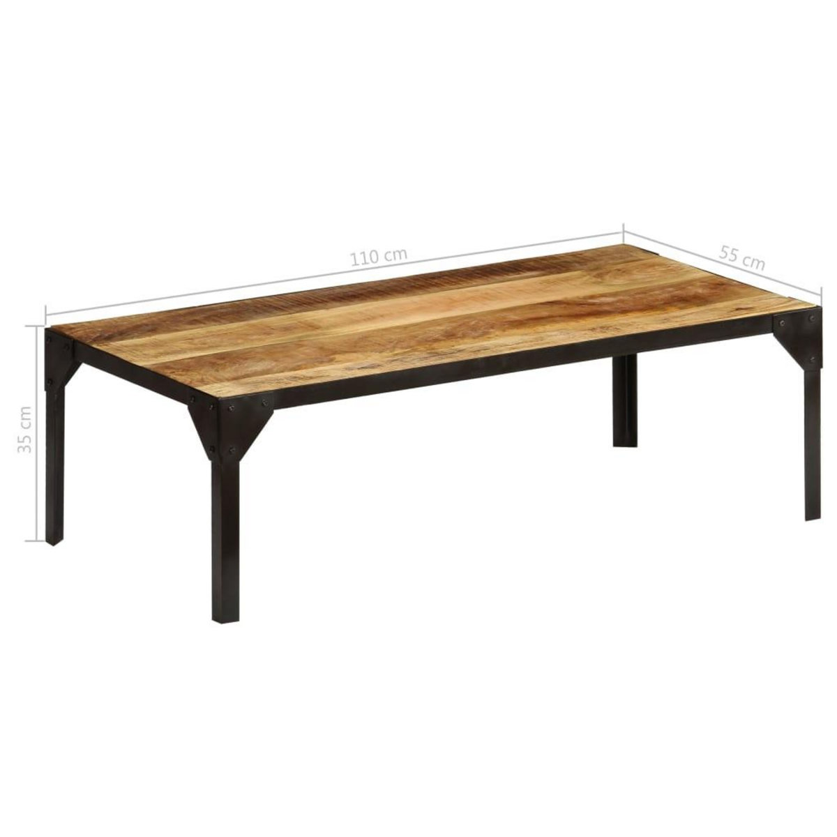 VIDAXL Table basse Bois massif de manguier brut et acier 110 cm