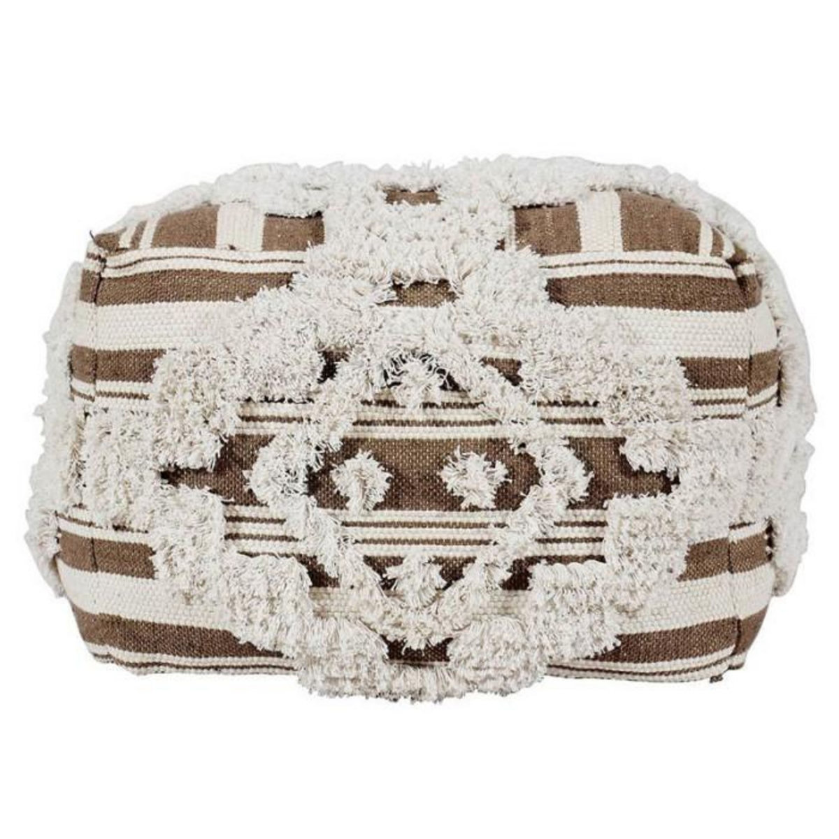 Paris Prix Pouf en Tissu Macramé  Tougan  60cm Marron