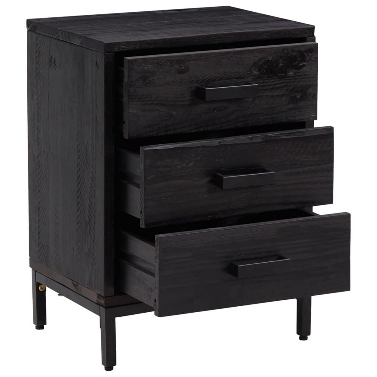 VIDAXL Table de chevet Noir 40x30x55 cm Bois de pin massif