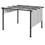 Voir la diapositive 1 : OUTSUNNY Pergola 3 toiles coulissantes - dim. 3,57L x 2,96l x 2,35H m - acier époxy noir polyester haute densité gris