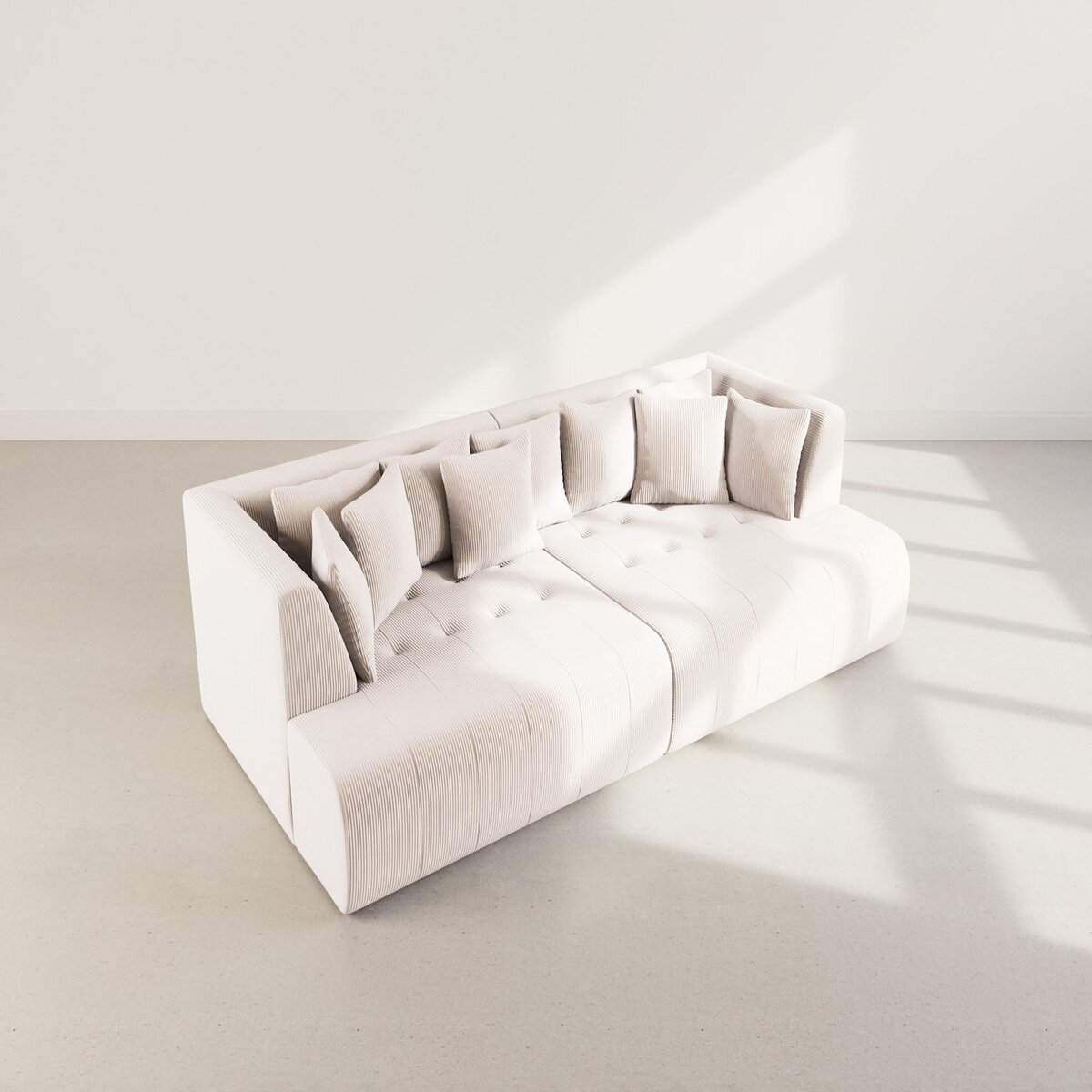 LISA DESIGN Onyx - canapé droit 4 places avec double méridienne - assise profonde - en velours côtelé