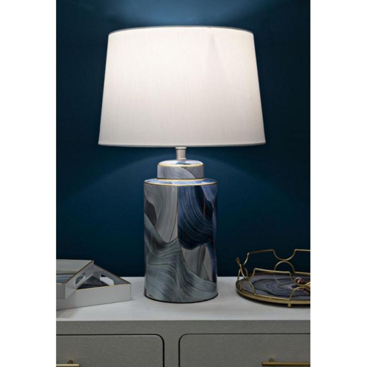 Paris Prix Lampe à Poser en Céramique  Elegant  64cm Bleu