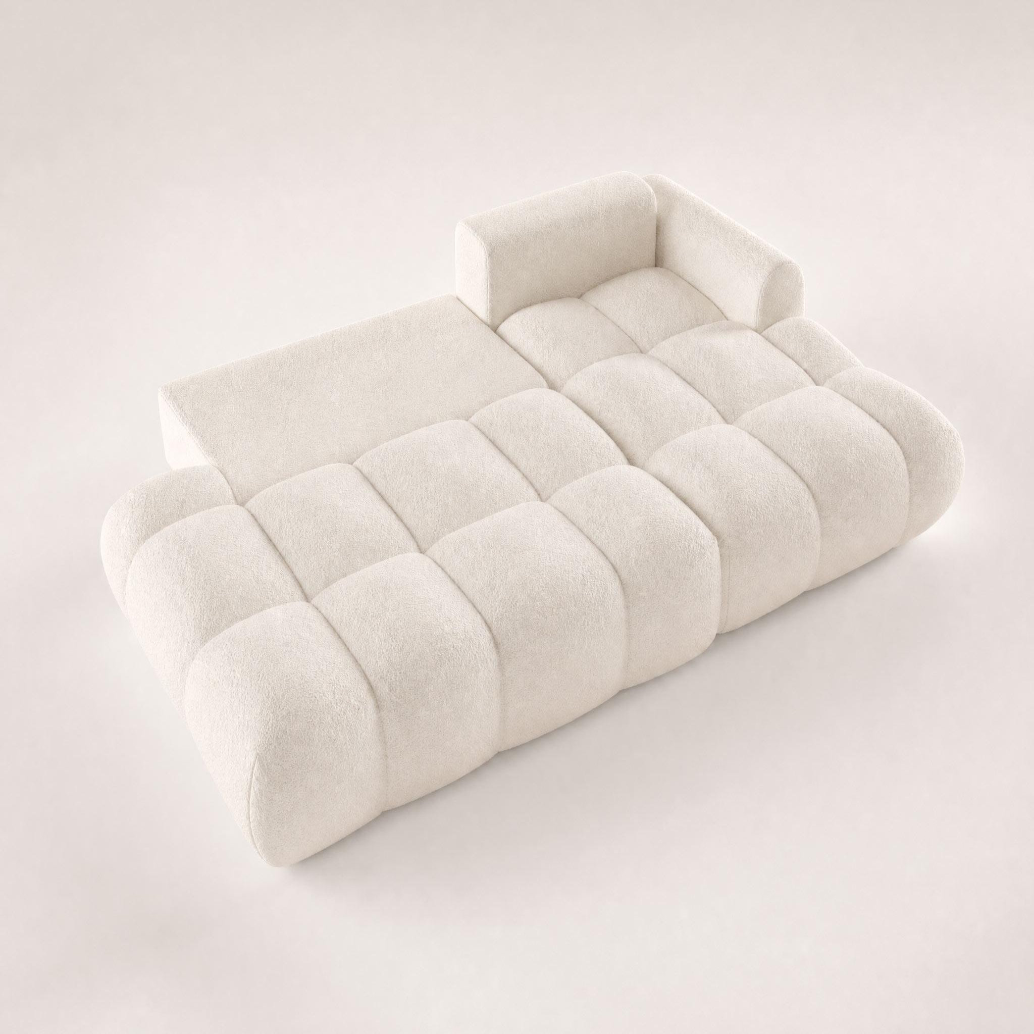 Voir la diapositive 4 : BEST MOBILIER Yulin - canapé d'angle ouvert droit 4 places convertible avec coffre en tissu bouclette