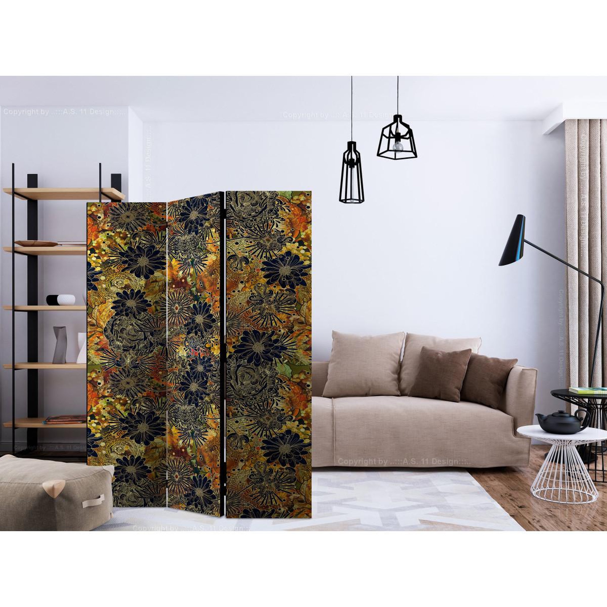 Voir la diapositive 2 : Paris Prix Paravent 3 volets  floral madness  135x172cm