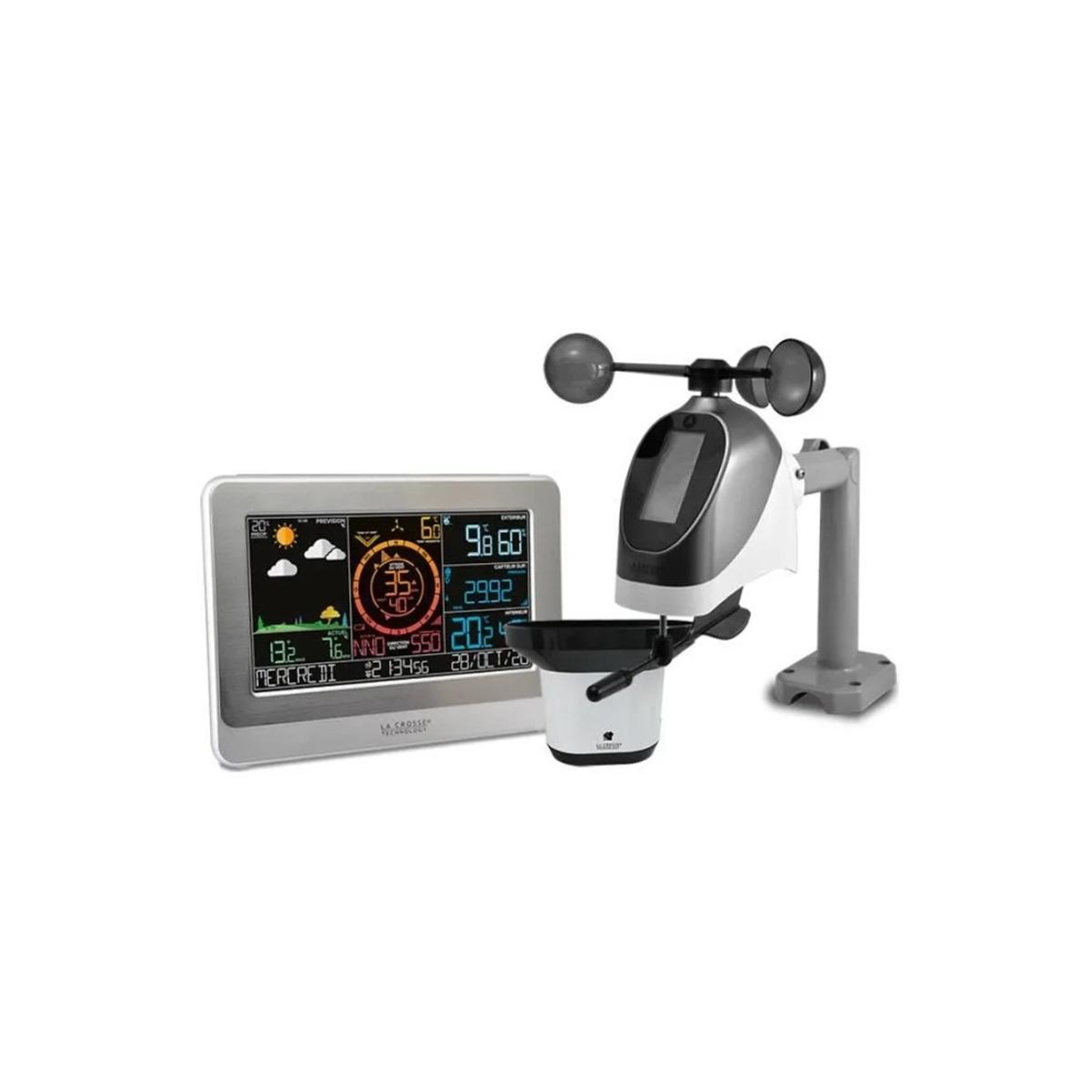 Voir la diapositive 2 : La crosse technology Station météo professionnelle blanc/gris - WS6869-WHI-MEG