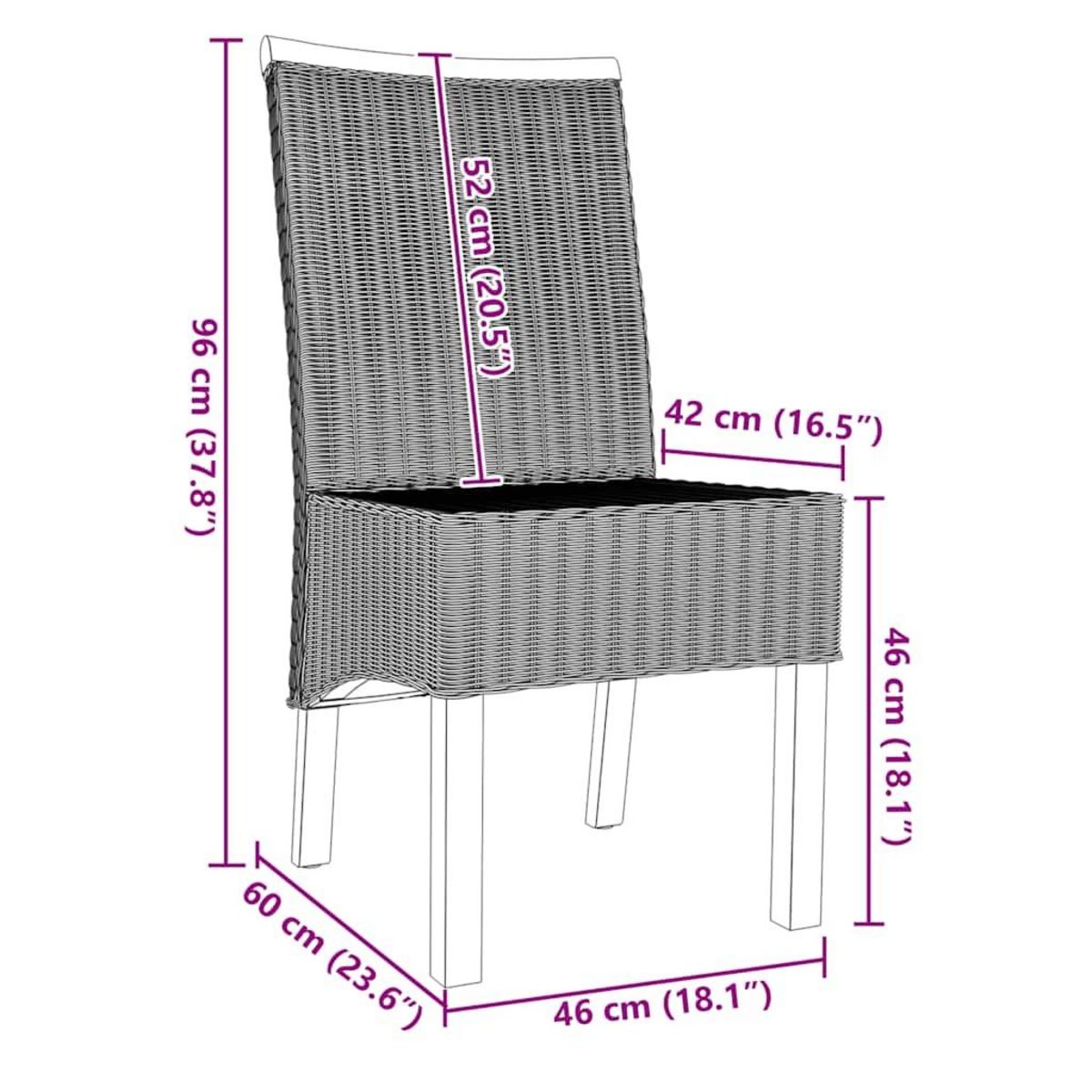 VIDAXL Chaises a manger lot de 2 marron rotin naturel