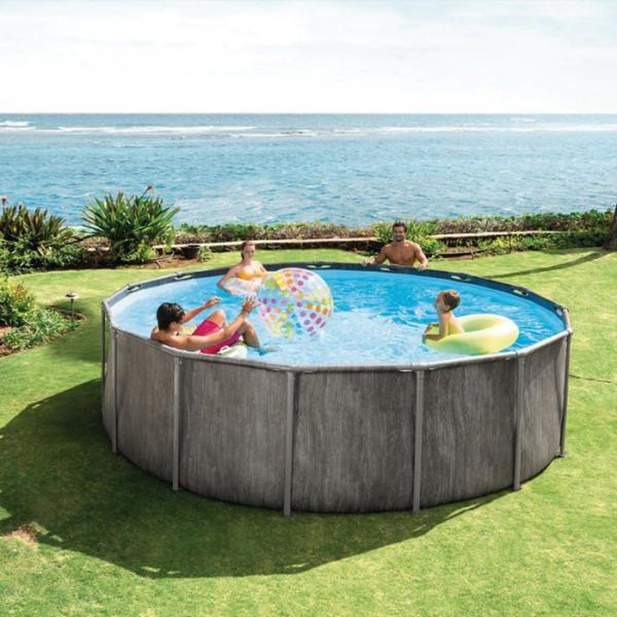 Voir la diapositive 2 : INTEX Kit piscine hors sol tubulaire intex - baltik - 457 x 122 cm - ronde (pompe, bâche, tapis de sol et échelle) - 26742nd