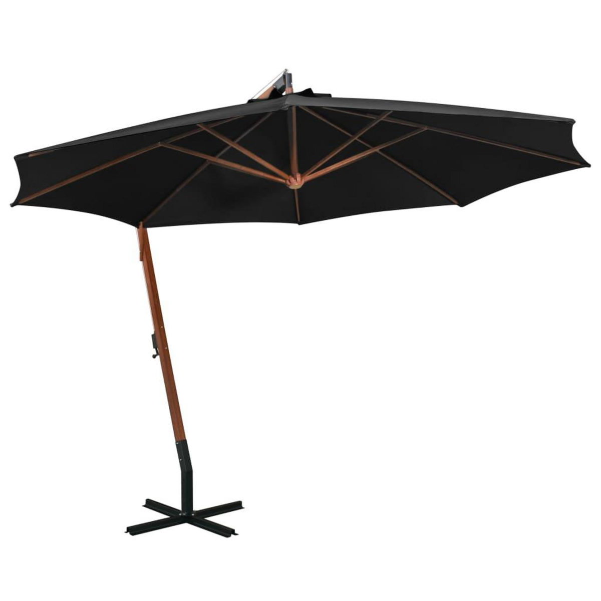 VIDAXL Parasol de jardin suspendu avec mat noir bois de sapin massif