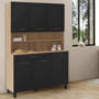 Voir la diapositive 2 : ID MARKET Buffet de cuisine 120 CM CINA 6 portes + tiroir façon hêtre et noir