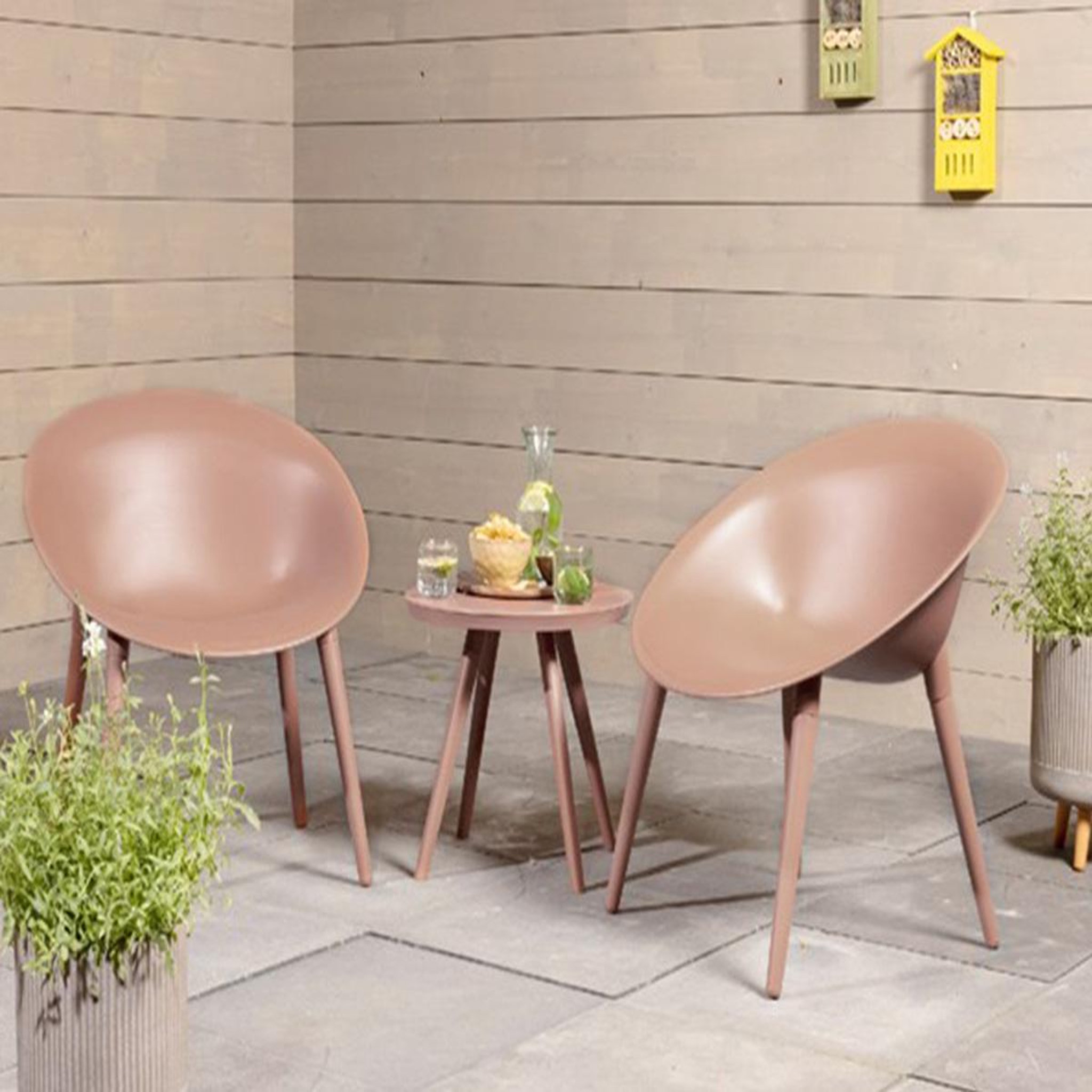 Voir la diapositive 2 : JARDIDECO Salon de jardin en plastique marbella rose - jardideco