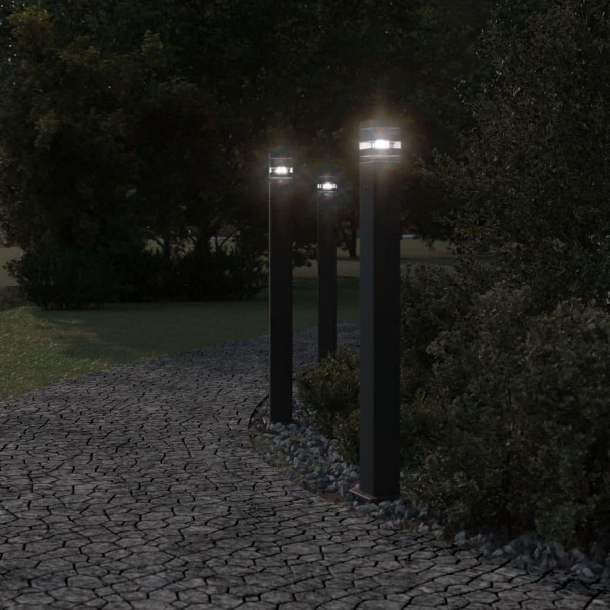 VIDAXL Lampadaires d'exterieur avec sortie 3 pcs noir 110 cm aluminium