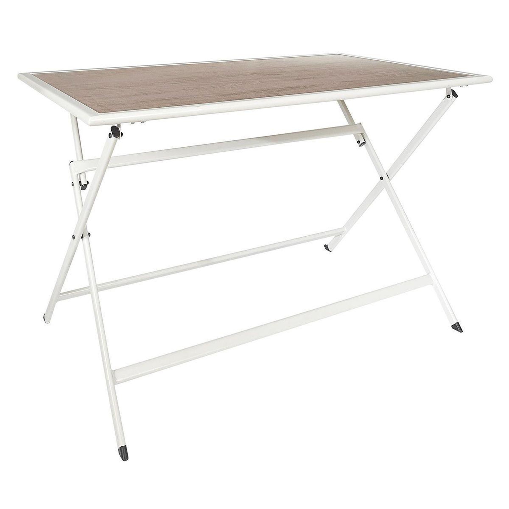The Home Deco Factory Table de jardin pliable  barcelone  110cm blanc & naturel