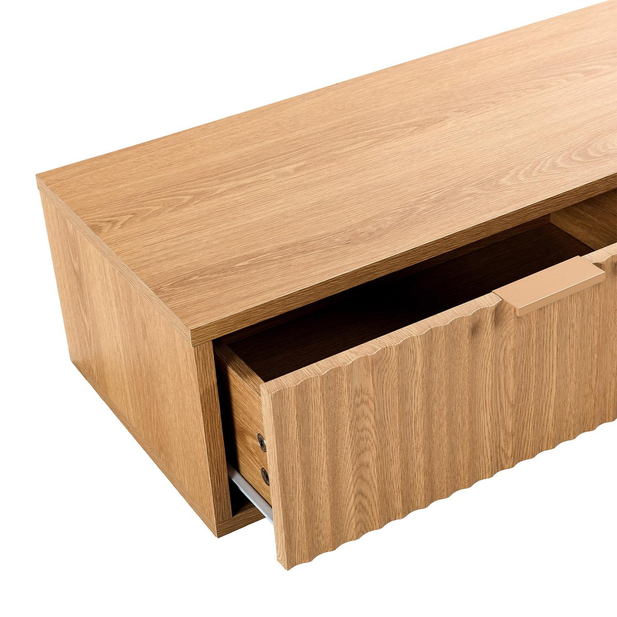 Voir la diapositive 5 : VS VENTA-STOCK Table console flottante Lluvia 2 tiroirs effet Chêne