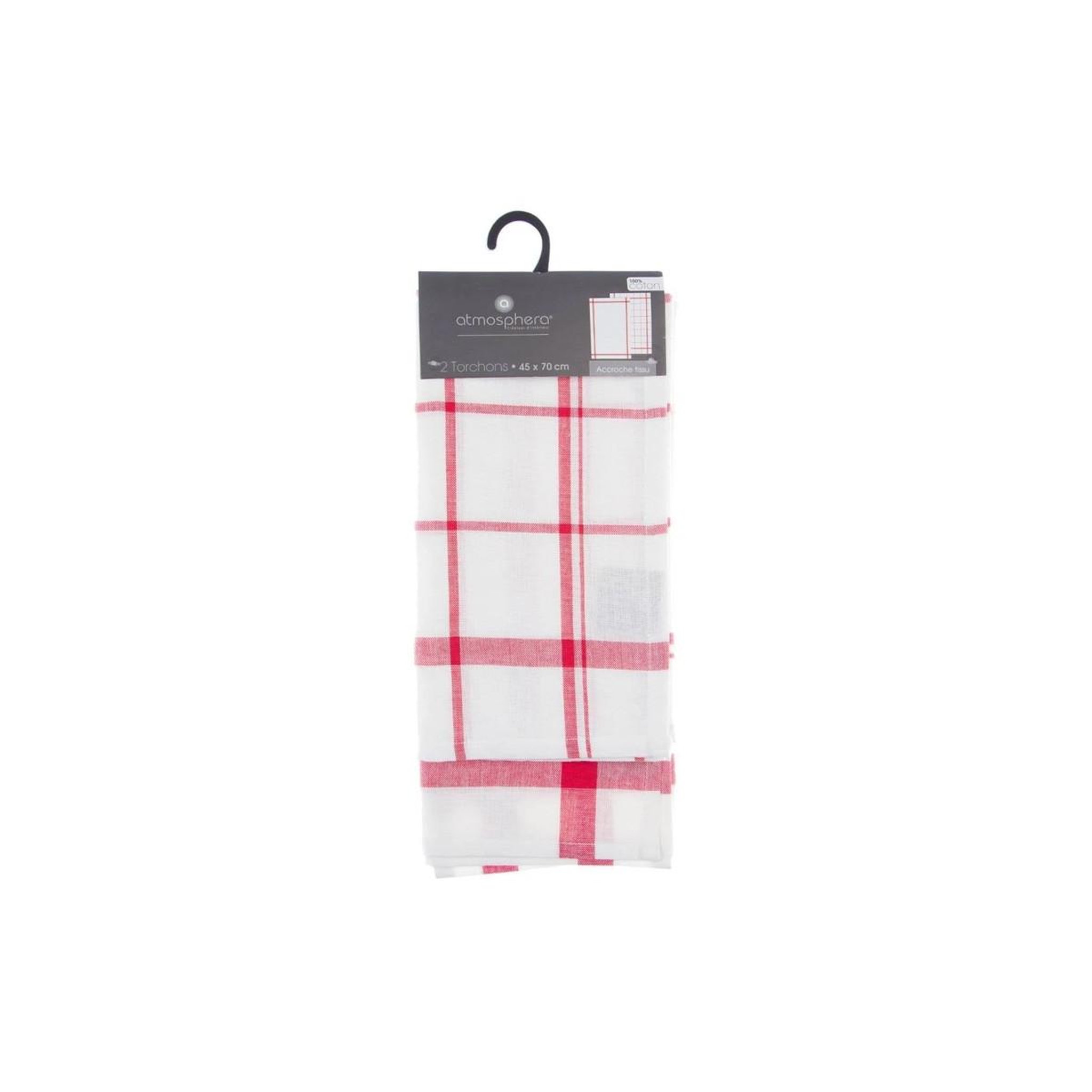 Voir la diapositive 6 : ATMOSPHERA Lot de 2 torchons de cuisine  traditionnel  70cm rouge