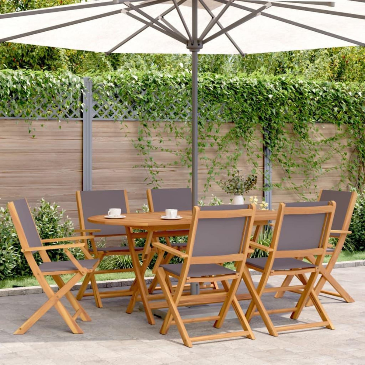 VIDAXL Chaises de jardin pliantes lot de 6 tissu et bois massif