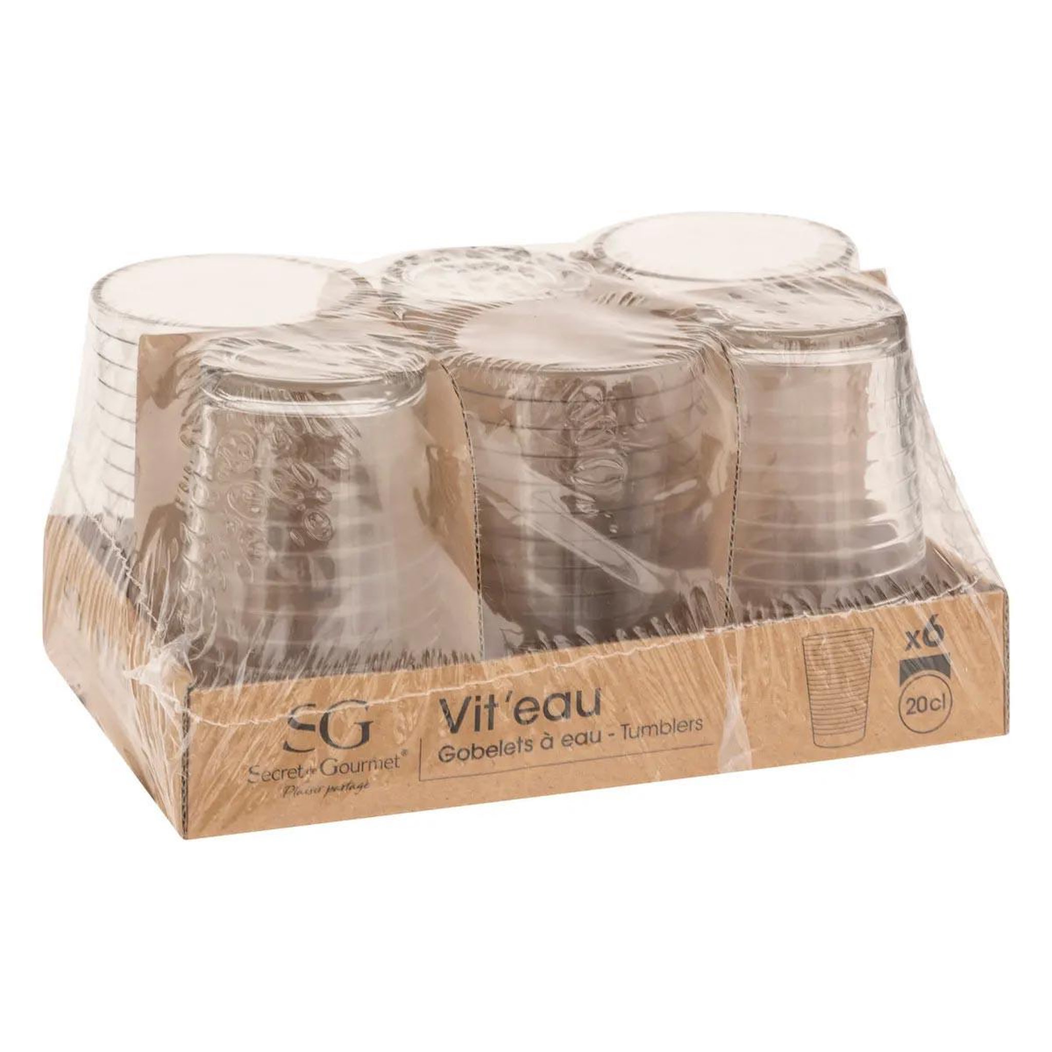 Voir la diapositive 4 : SECRET DE GOURMET Lot de 6 verres design  viteau  20cl transparent