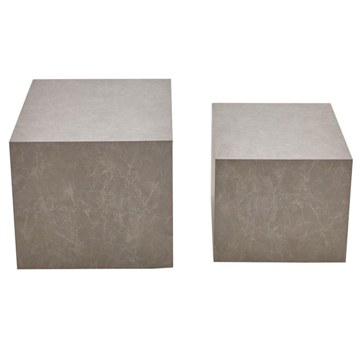 LISA DESIGN Fabio - lot de 2 tables basses gigognes - marbre gris