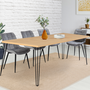 Voir la diapositive 3 : ID MARKET Table à manger vintage rectangle NOEMI 8 personnes bois pied épingle 160 cm