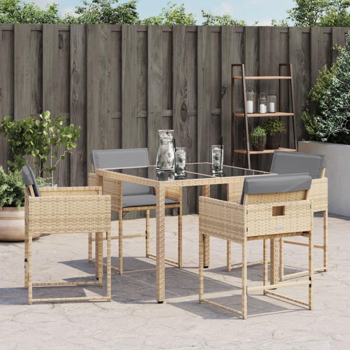 VIDAXL Chaises de jardin avec coussins lot de 4 melange beige