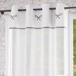 SOLEIL D'OCRE Voile à oeillets brodé en coton 135x250 cm EMILIE, par Soleil d'ocre. Coloris disponibles : Blanc