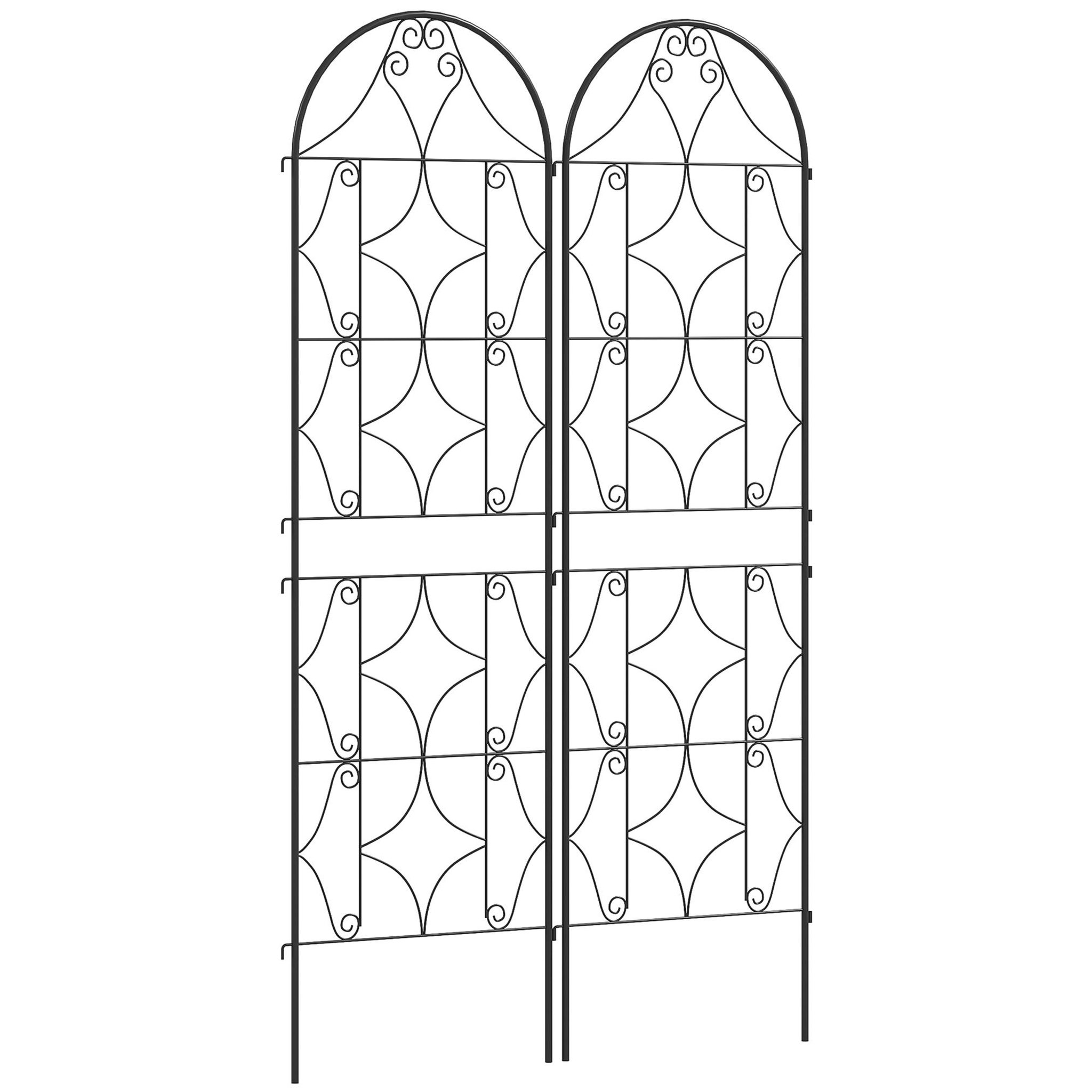 OUTSUNNY Treillis de jardin effet fer forgé - lot de 2 supports pour plantes grimpantes - 50 x 180 cm - métal époxy noir