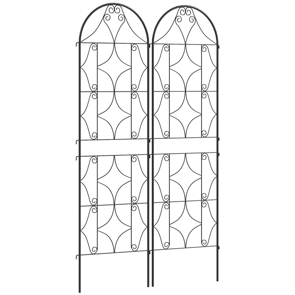 OUTSUNNY Treillis de jardin effet fer forgé - lot de 2 supports pour plantes grimpantes - 50 x 180 cm - métal époxy noir