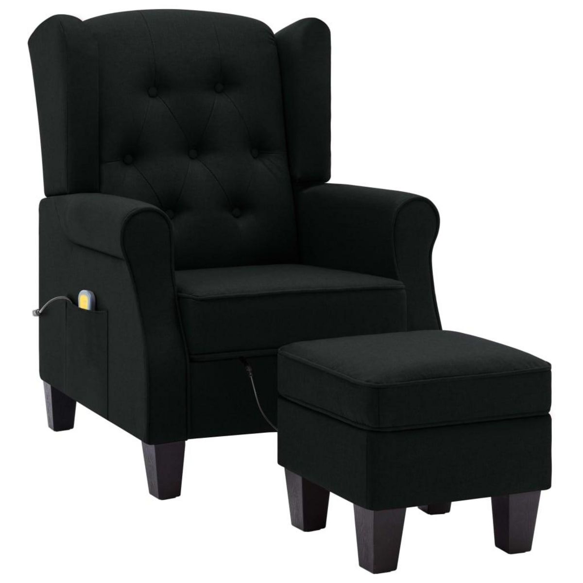 VIDAXL Fauteuil de massage avec repose-pied Noir Tissu