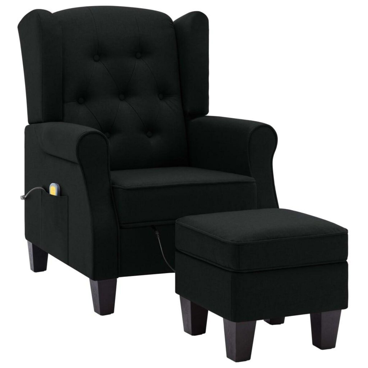 VIDAXL Fauteuil de massage avec repose-pied Noir Tissu
