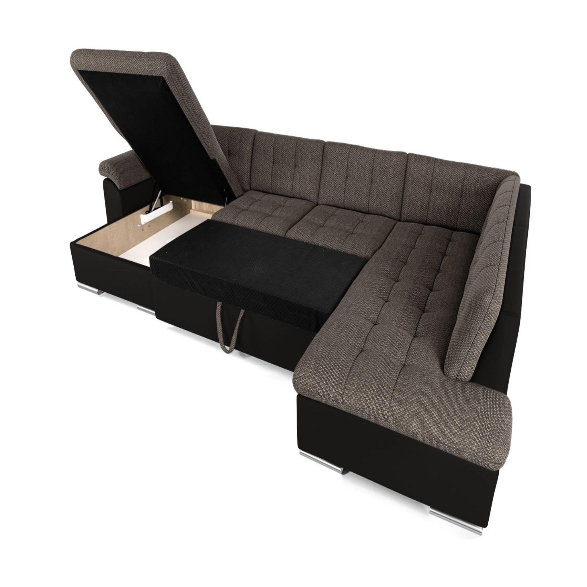 Voir la diapositive 3 : BEST MOBILIER Chuck - canapé panoramique xxl - convertible avec coffre - 7 places - droit