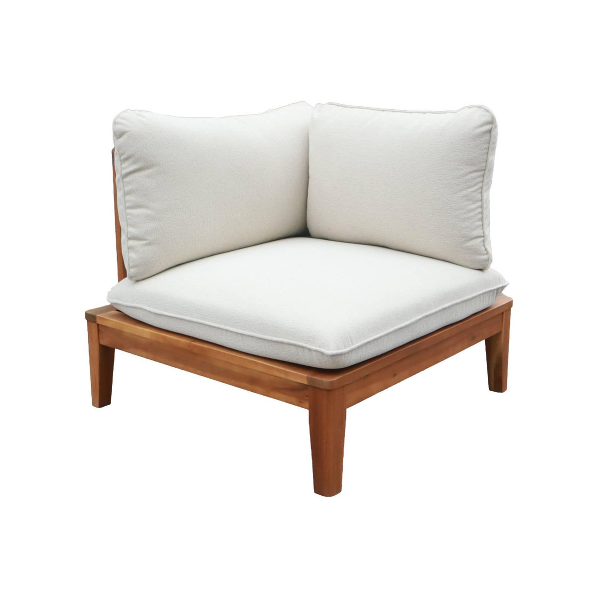 SWEEEK Banquette modulable de jardin bois d'acacia et bouclette avec accoudoirs 2 places beige - Yona