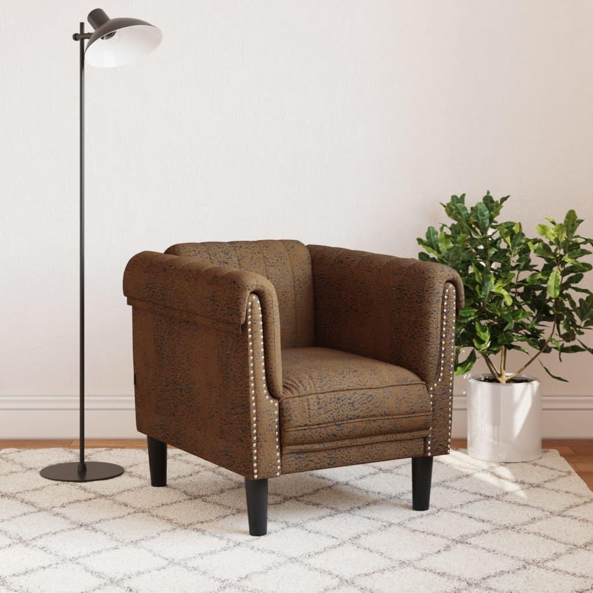 Voir la diapositive 3 : VIDAXL Fauteuil marron similicuir daim