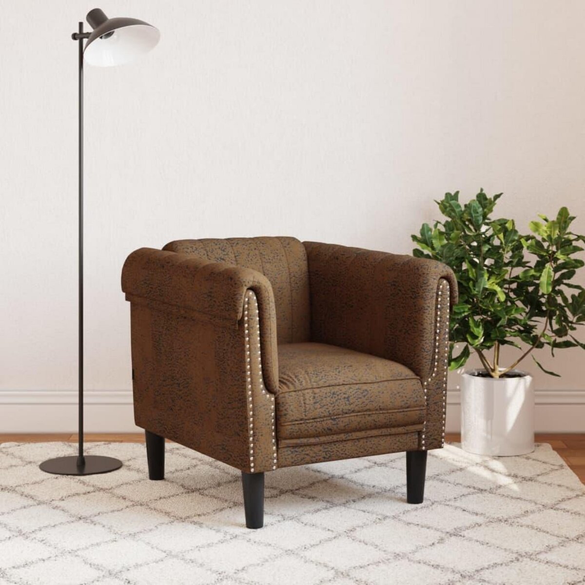 VIDAXL Fauteuil marron similicuir daim