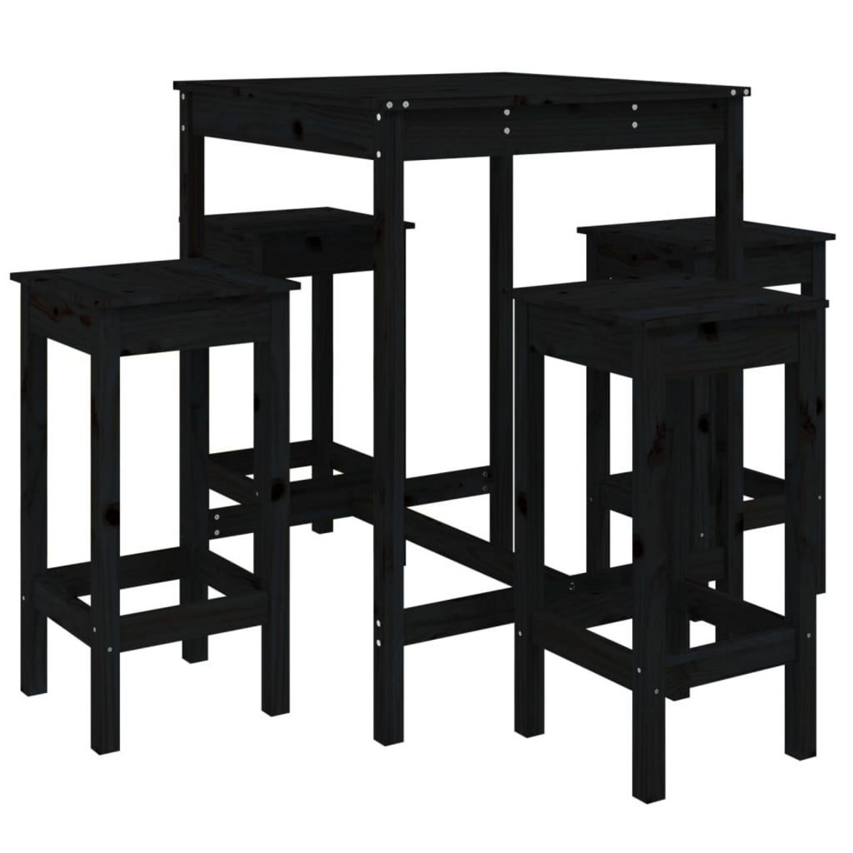 VIDAXL Ensemble de bar de jardin 5 pcs noir bois de pin massif