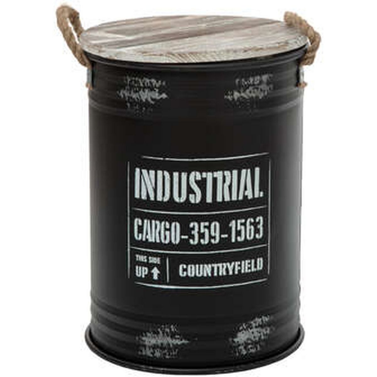 Lot de 3 coffres en forme de bidon Style industriel avec poignées