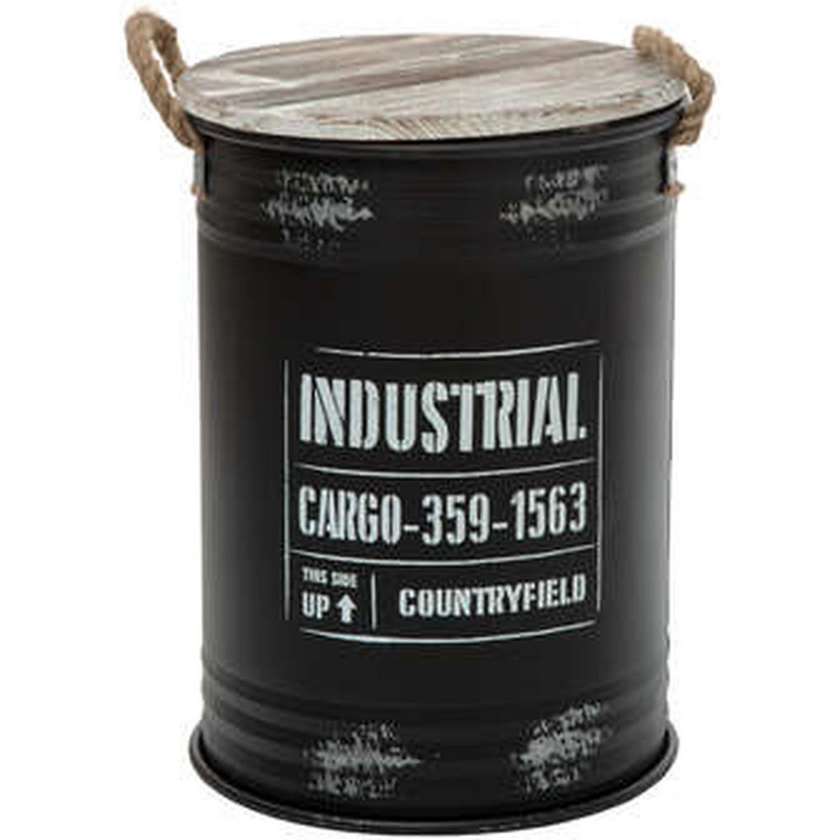 Lot de 3 coffres en forme de bidon Style industriel avec poignées