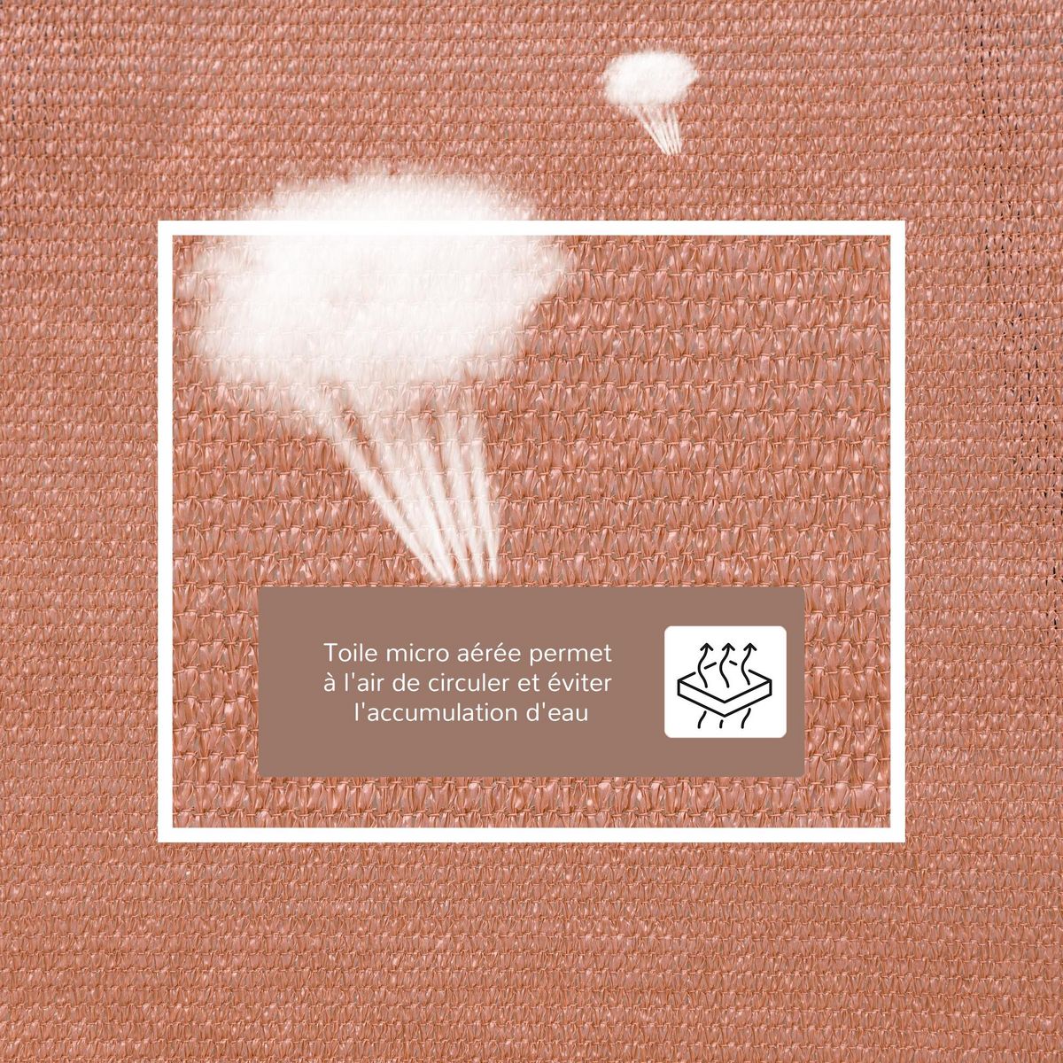 HOMCOM Voile d'ombrage rectangulaire 4 x 6 m toile solaire taud de soleil brique terracotta