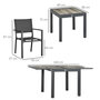 Voir la diapositive 3 : OUTSUNNY Ensemble de jardin 4 personnes chaises empilables table extensible 80/160L cm alu. teslin gris