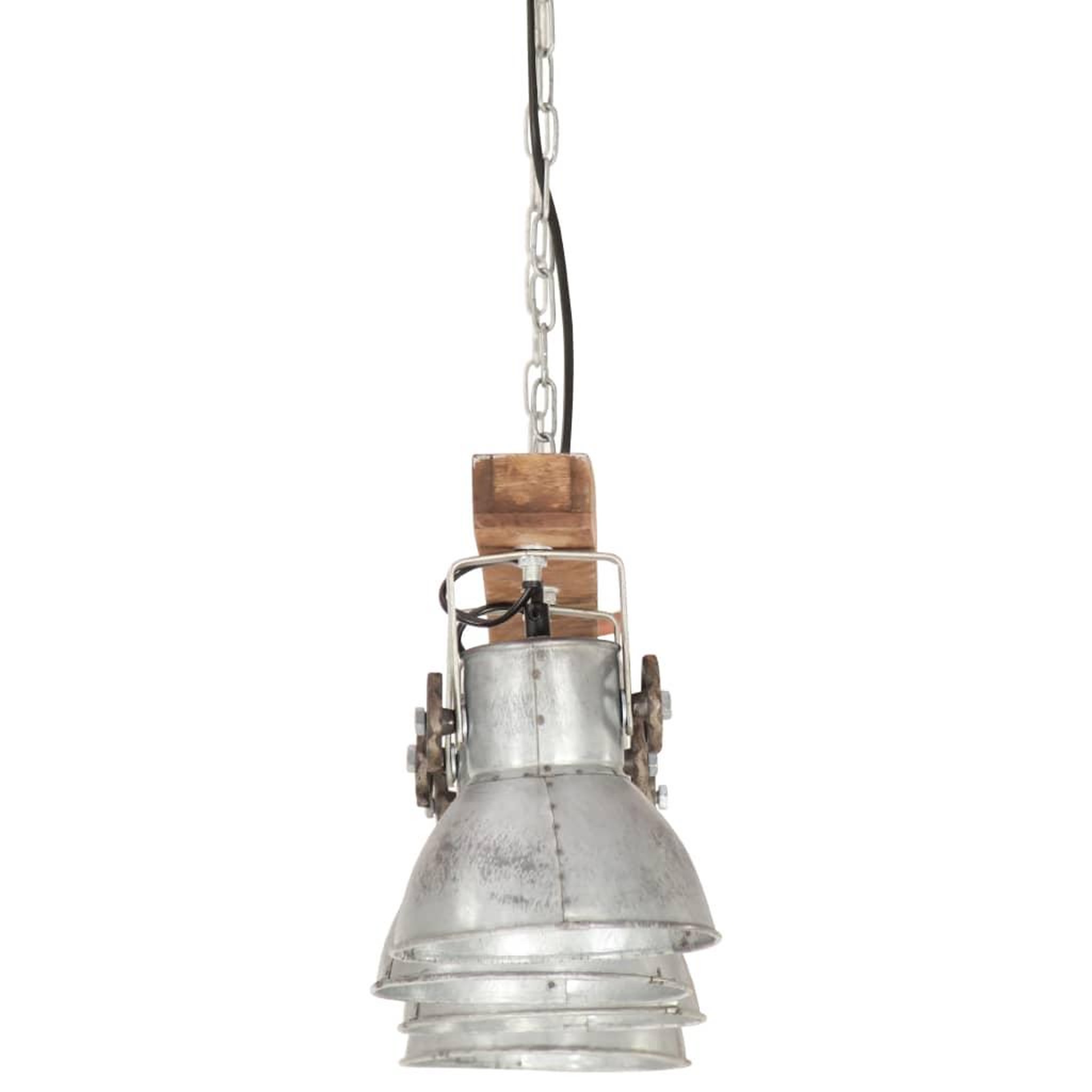 Voir la diapositive 5 : VIDAXL Plafonnier industriel Argente E27 Bois de manguier