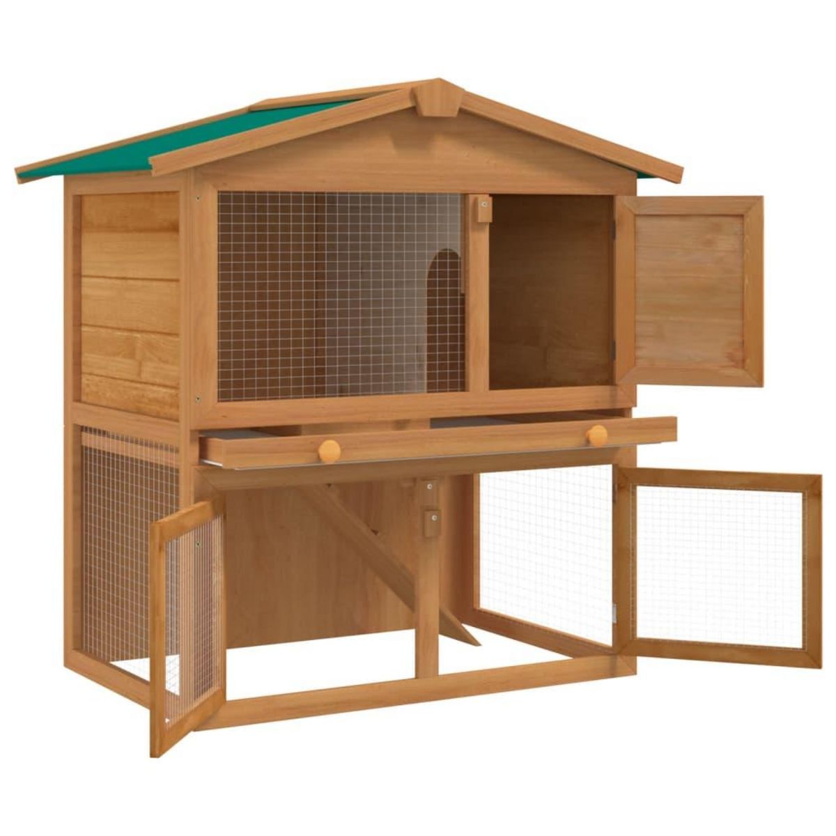 VIDAXL Clapier d'exterieur Enclos pour petits animaux 3 portes Bois