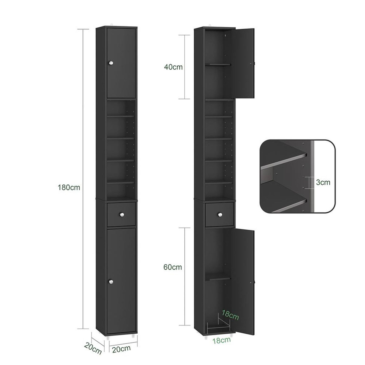 SOBUY SoBuy - Colonne De Salle De Bain à un tiroir - Fonctionnel - BZR34-II