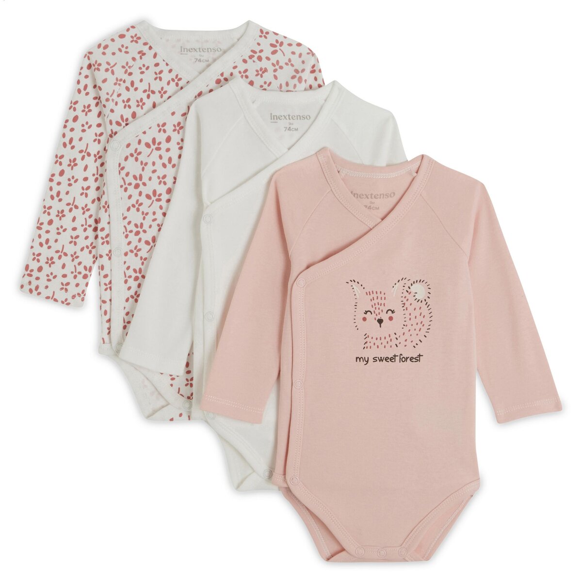 Lot de 2 body manches longues imprimés pour bébé fille : - Body