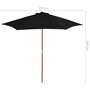 VIDAXL Parasol d'exterieur avec mat en bois Noir 270 cm