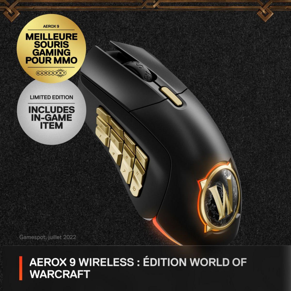 STEEL SERIES Souris Gamer Sans Fil Aerox 9 Wireless WOW Edition
